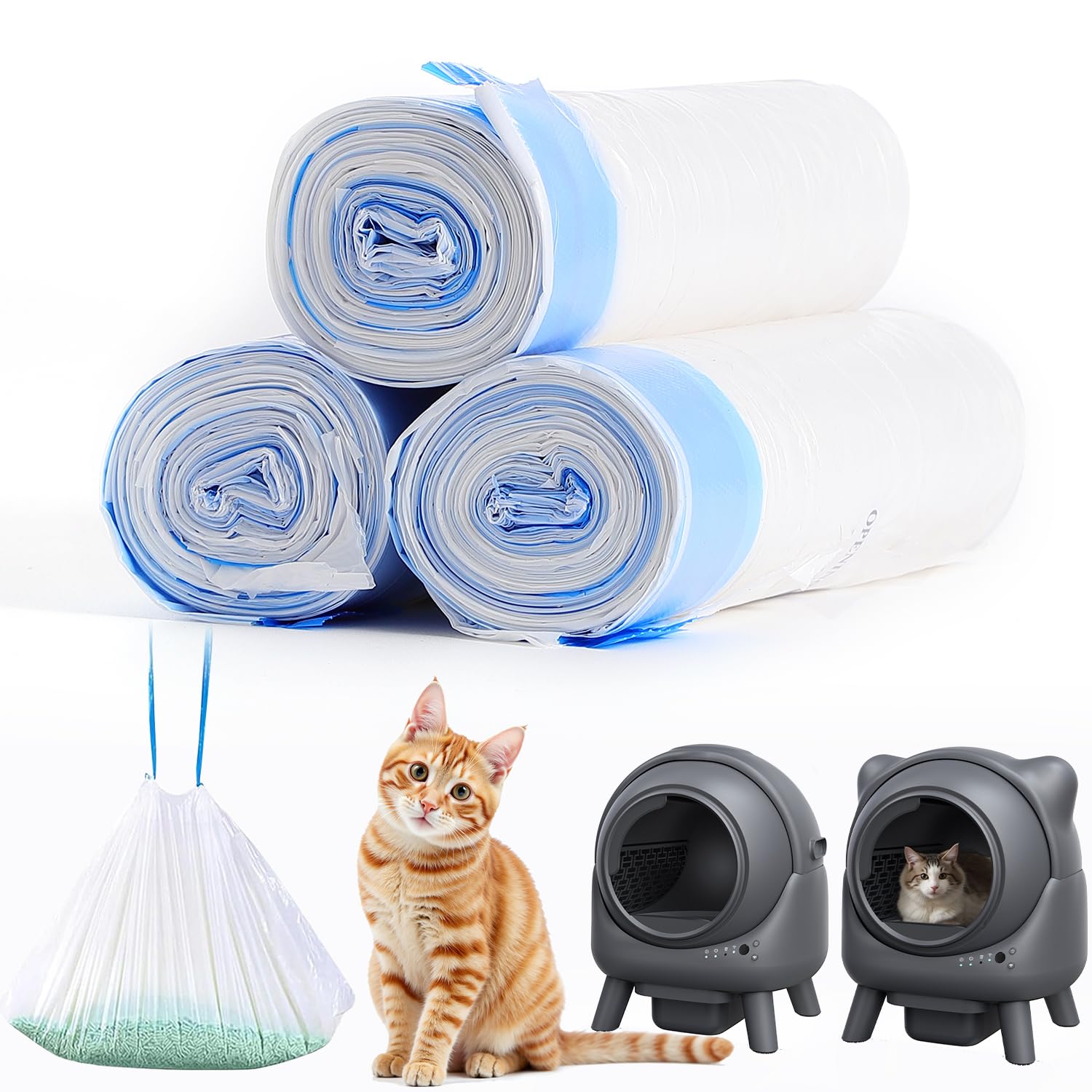 Amazon | FEELNEEDY 自動猫トイレ 交換用 ゴミ袋 60枚 S20-A